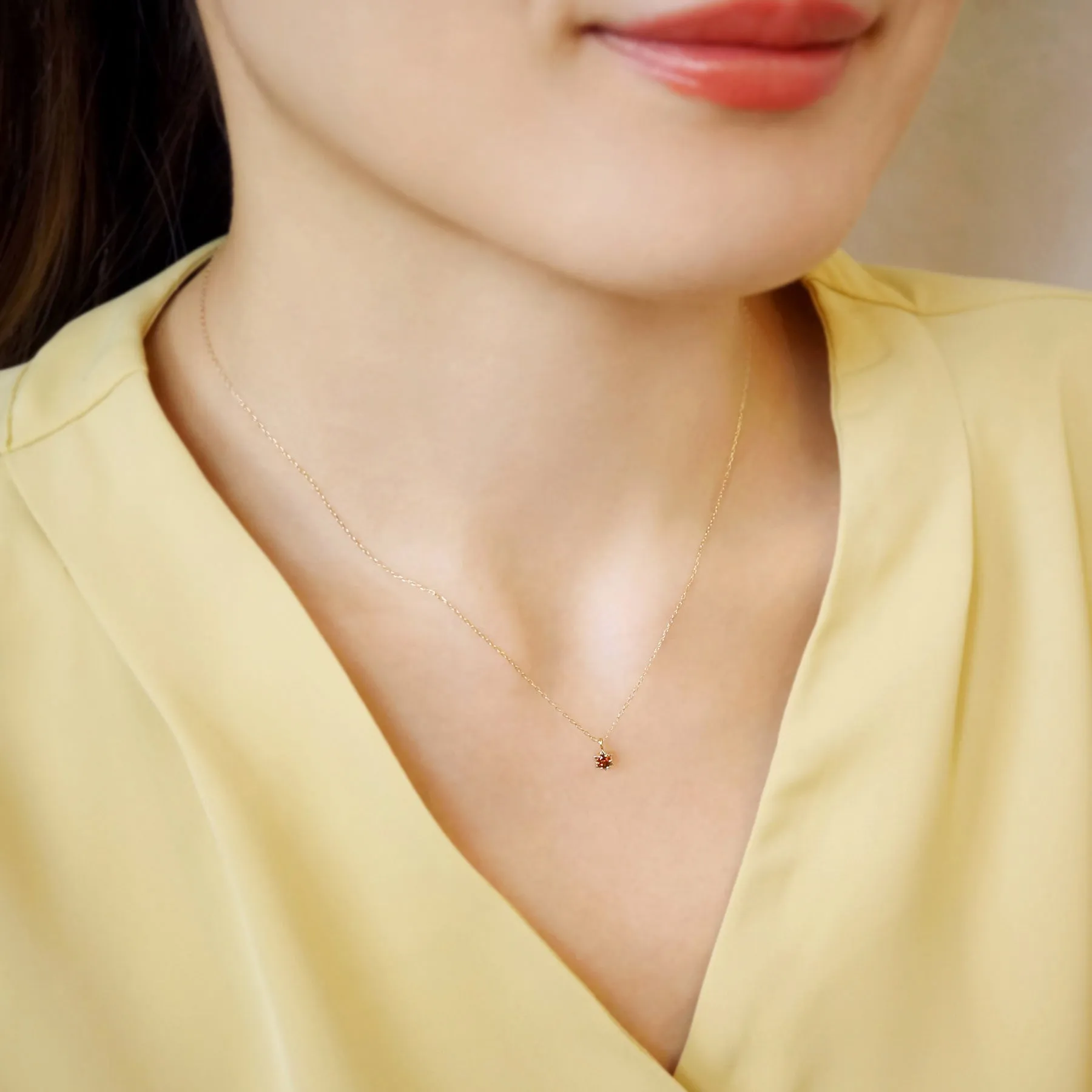 10K Yellow Gold Garnet Starlet Birthstone Necklace