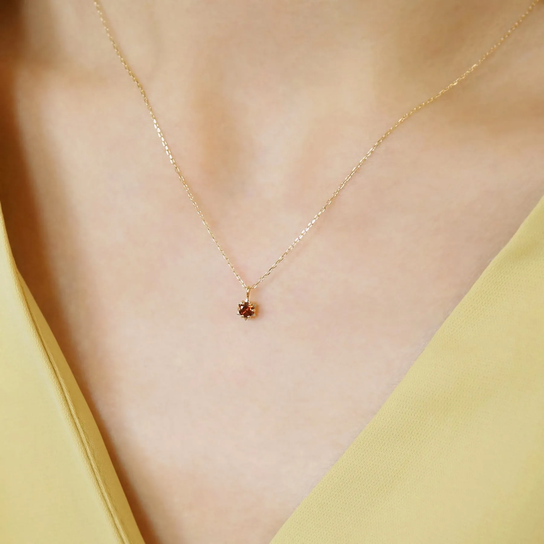 10K Yellow Gold Garnet Starlet Birthstone Necklace
