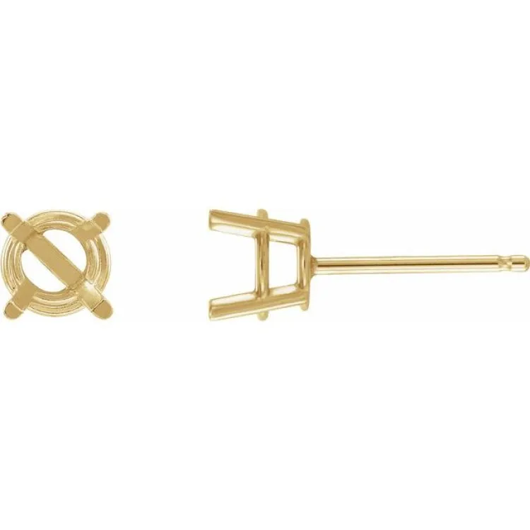 14K Yellow 4 mm Natural White Sapphire Stud Earrings