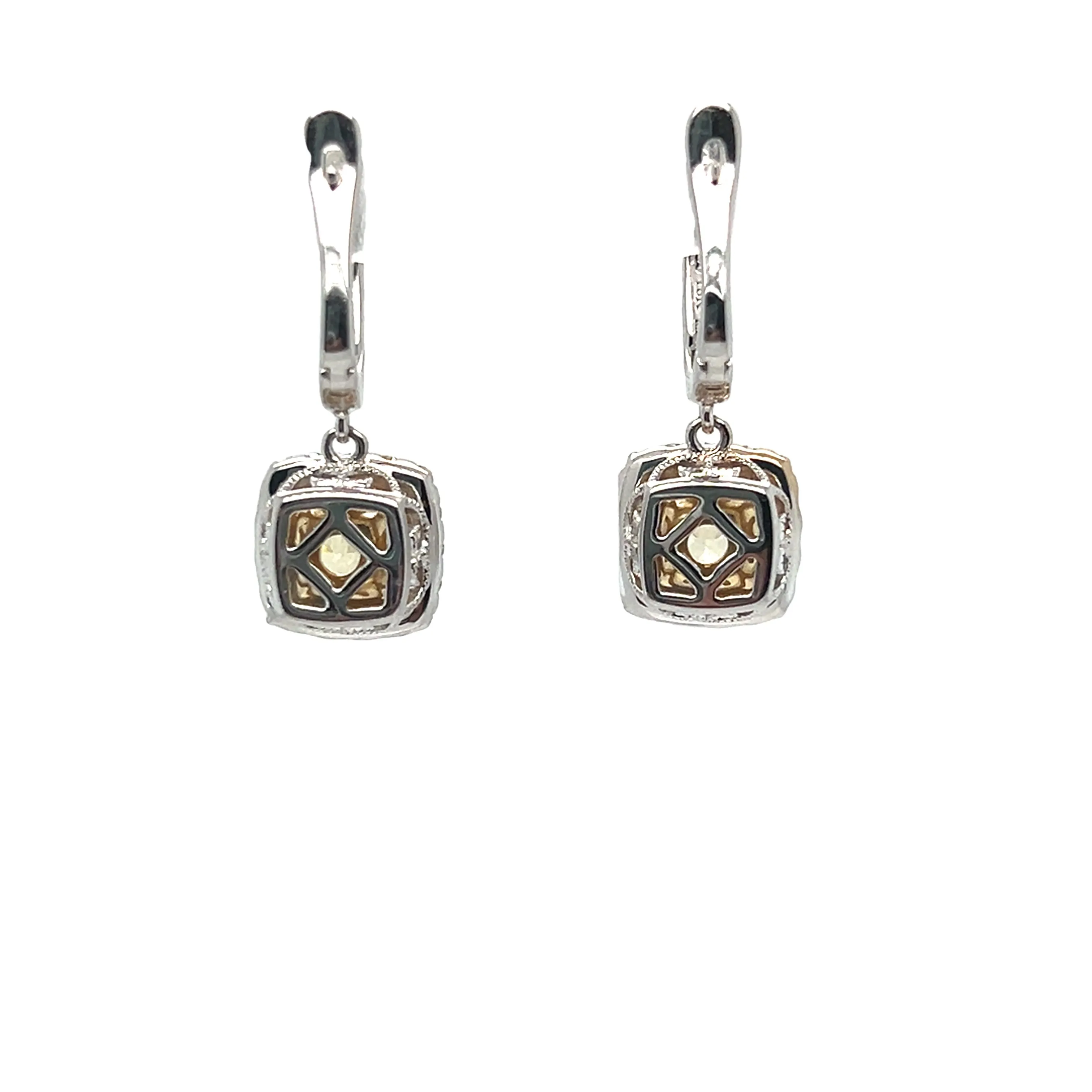 2.04 Fancy Yellow and White Diamond Earrings