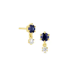 6 Prong Sapphire and Diamond Drop Stud Earrings