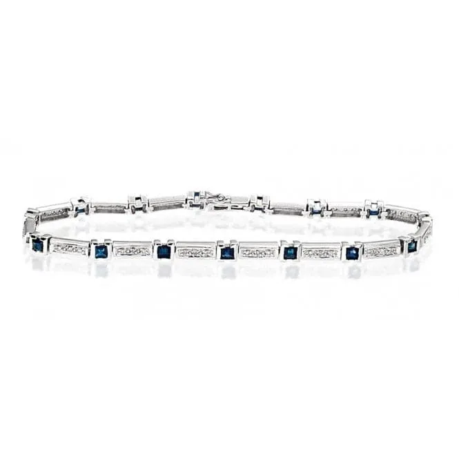 Acotis Diamonds 9K White Gold 0.25ct Diamond Sapphire Bracelet G1033