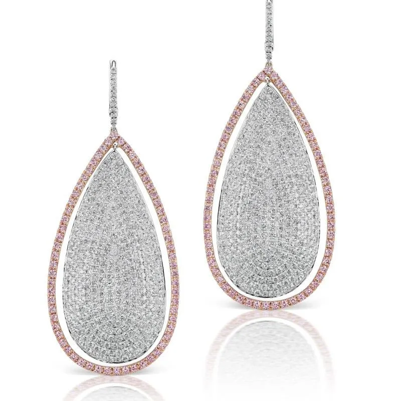Argyle Pink Diamond Large Pear Shape Drop Earrings