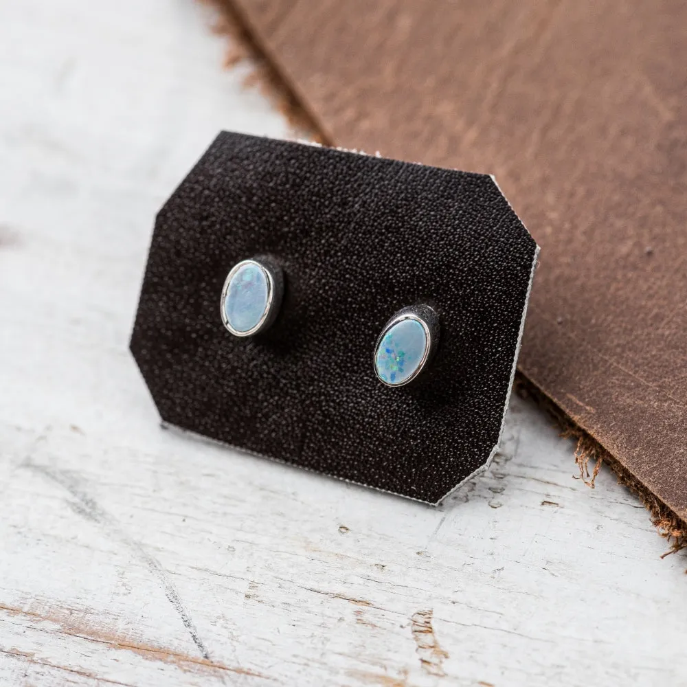 Australian Opal Petite Oval Stud Earrings