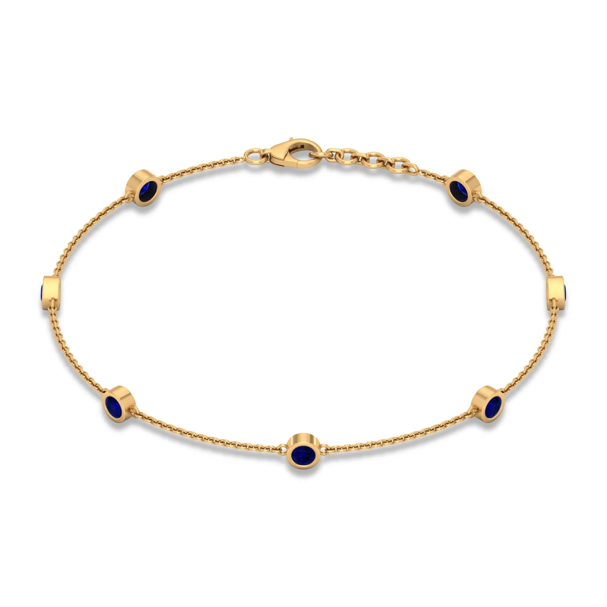 Bezel Set Blue Sapphire Station Bracelet