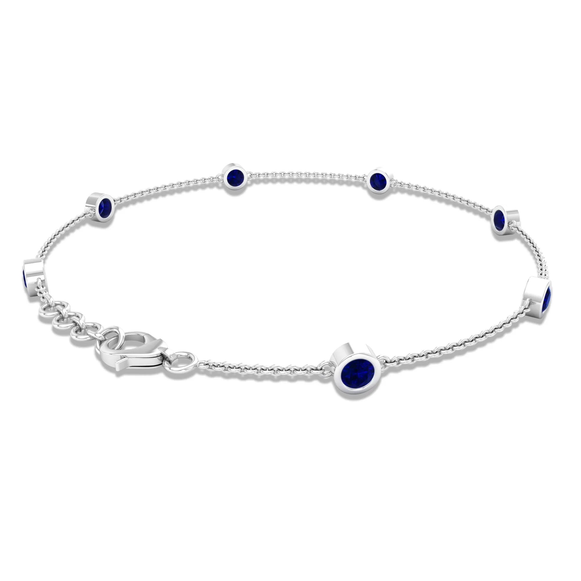 Bezel Set Blue Sapphire Station Bracelet