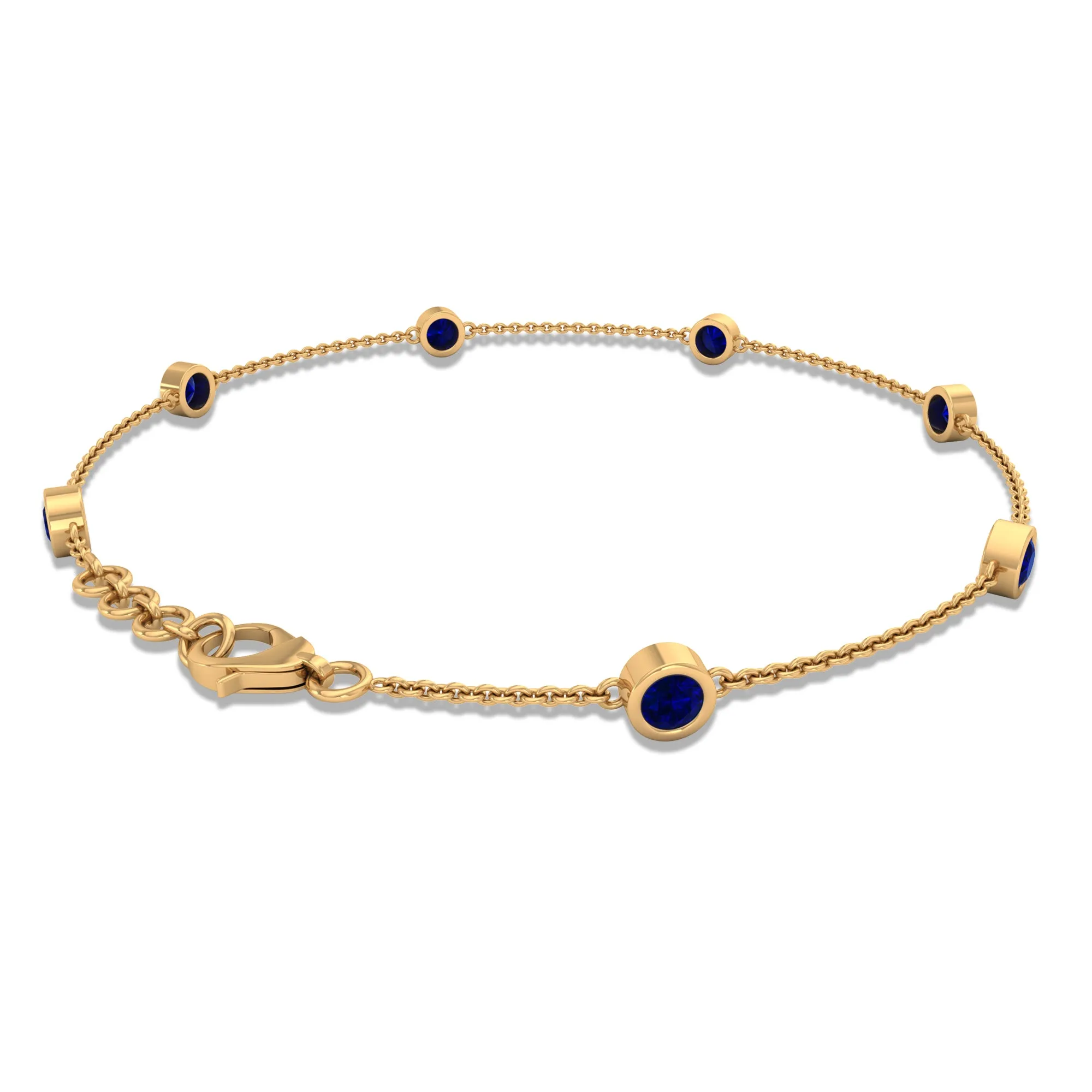 Bezel Set Blue Sapphire Station Bracelet