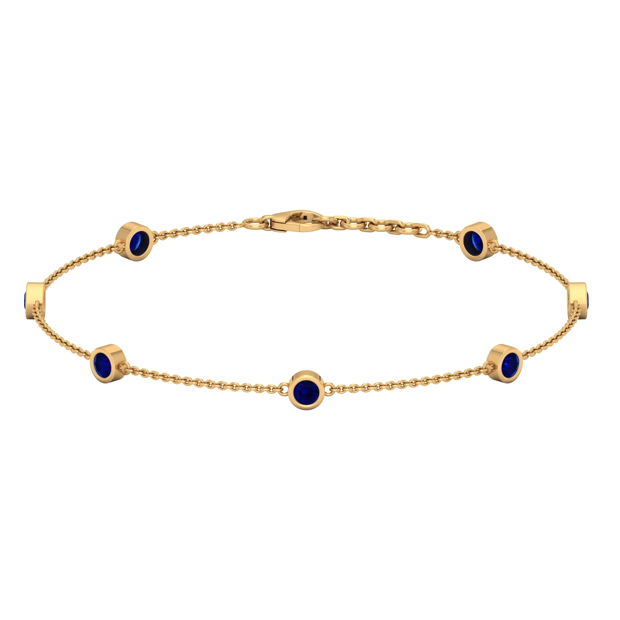 Bezel Set Blue Sapphire Station Bracelet