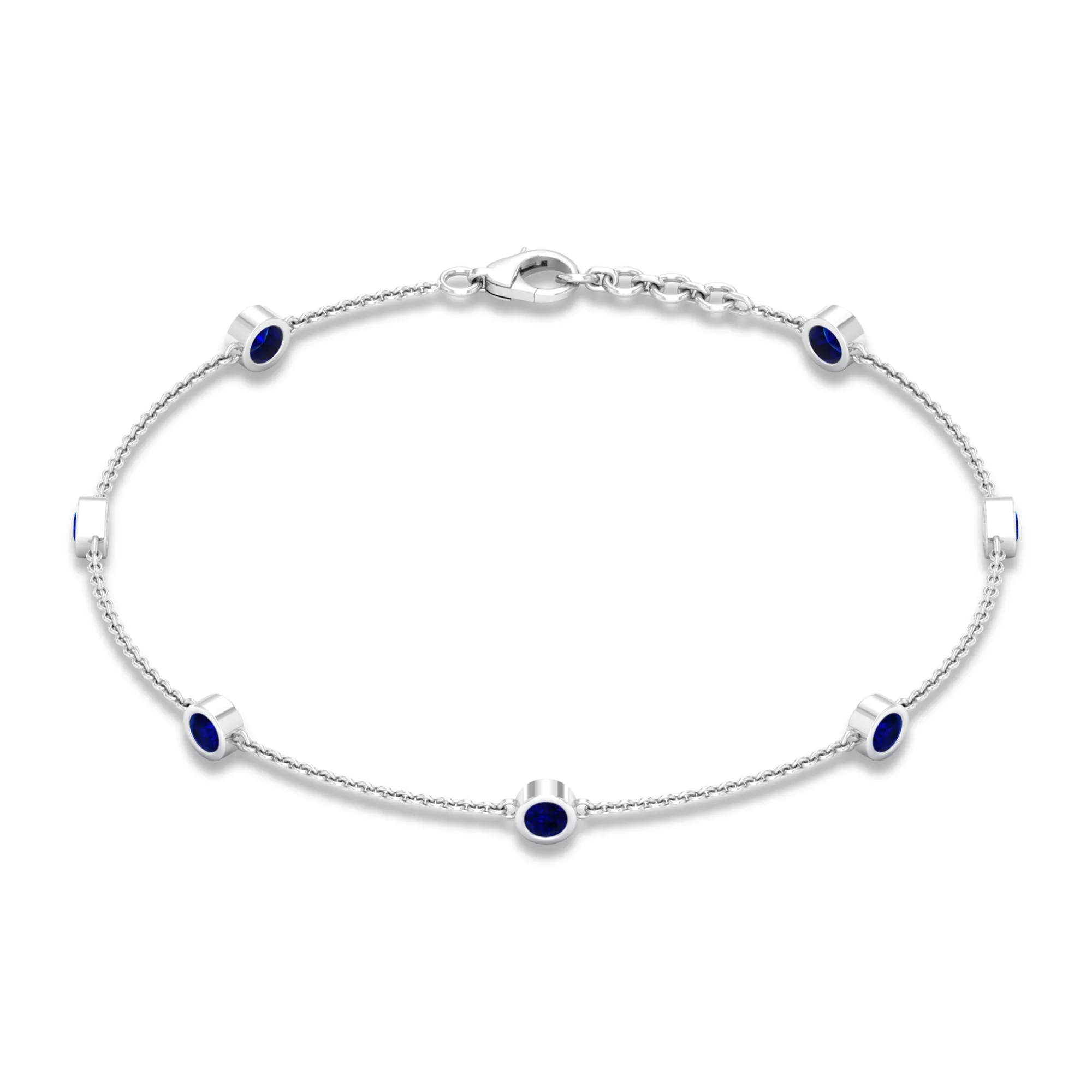 Bezel Set Blue Sapphire Station Bracelet