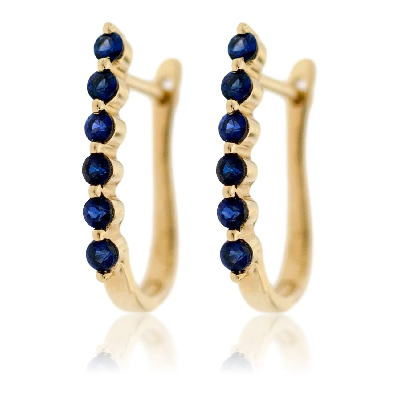 Blue Sapphire and Yellow Gold Earrings