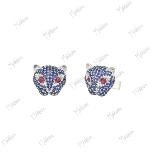 Blue Sapphire Leopard Studs For A Different And Unique Look