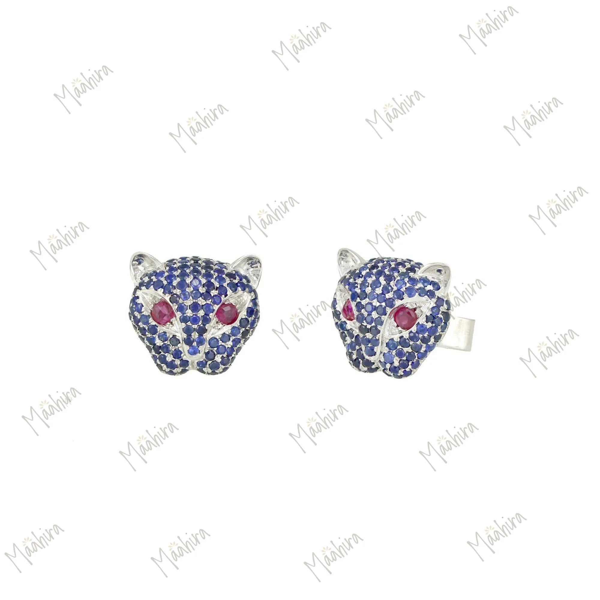 Blue Sapphire Leopard Studs For A Different And Unique Look