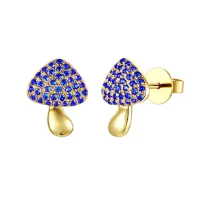 Blue Sapphire Mushroom Studs 10x7.5mm