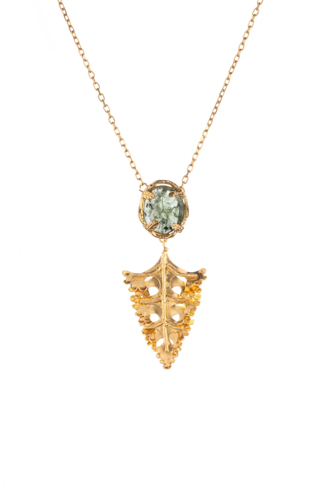 Botanical Nest Necklace With Arts And Crafts Leaf Drop