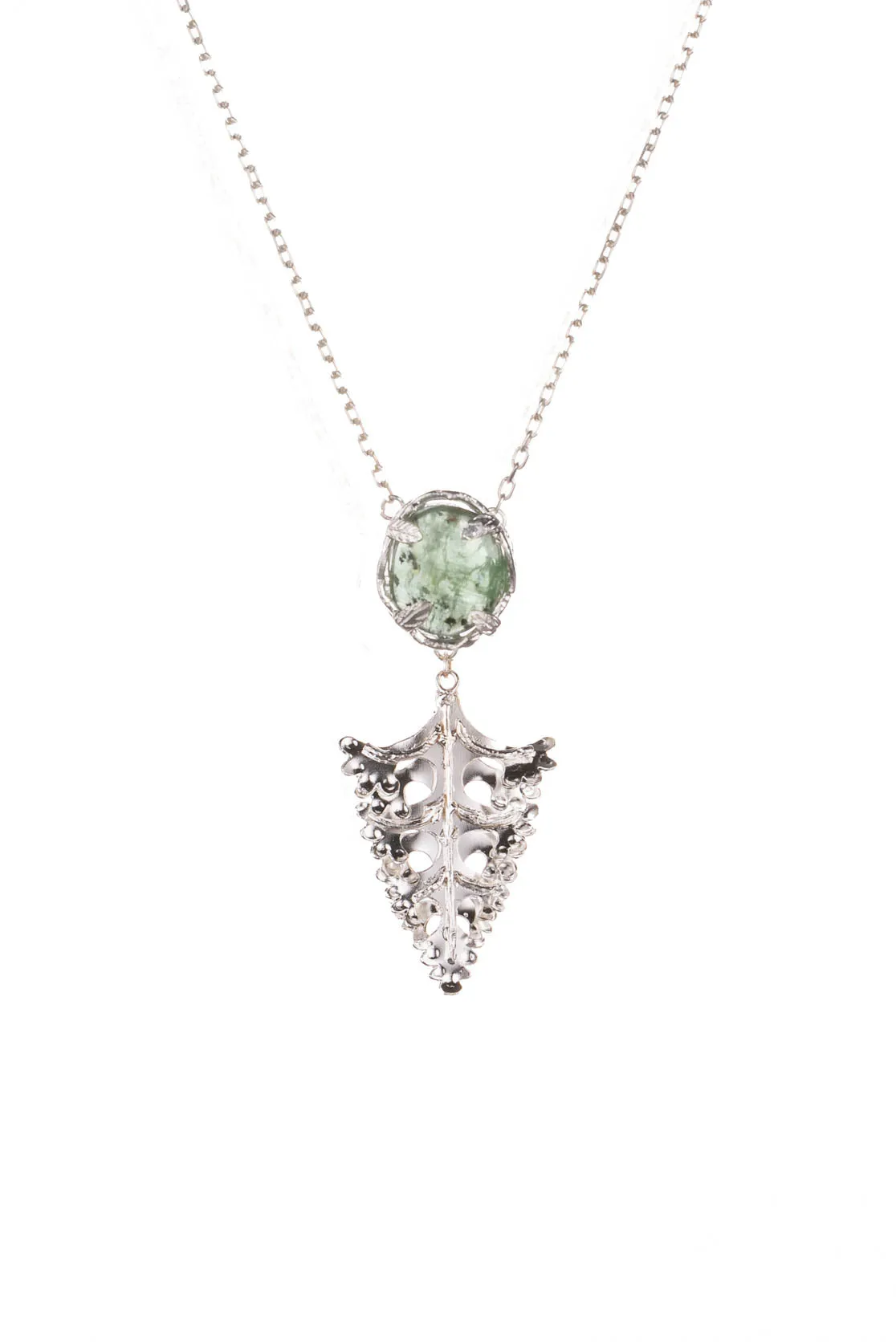 Botanical Nest Necklace With Arts And Crafts Leaf Drop