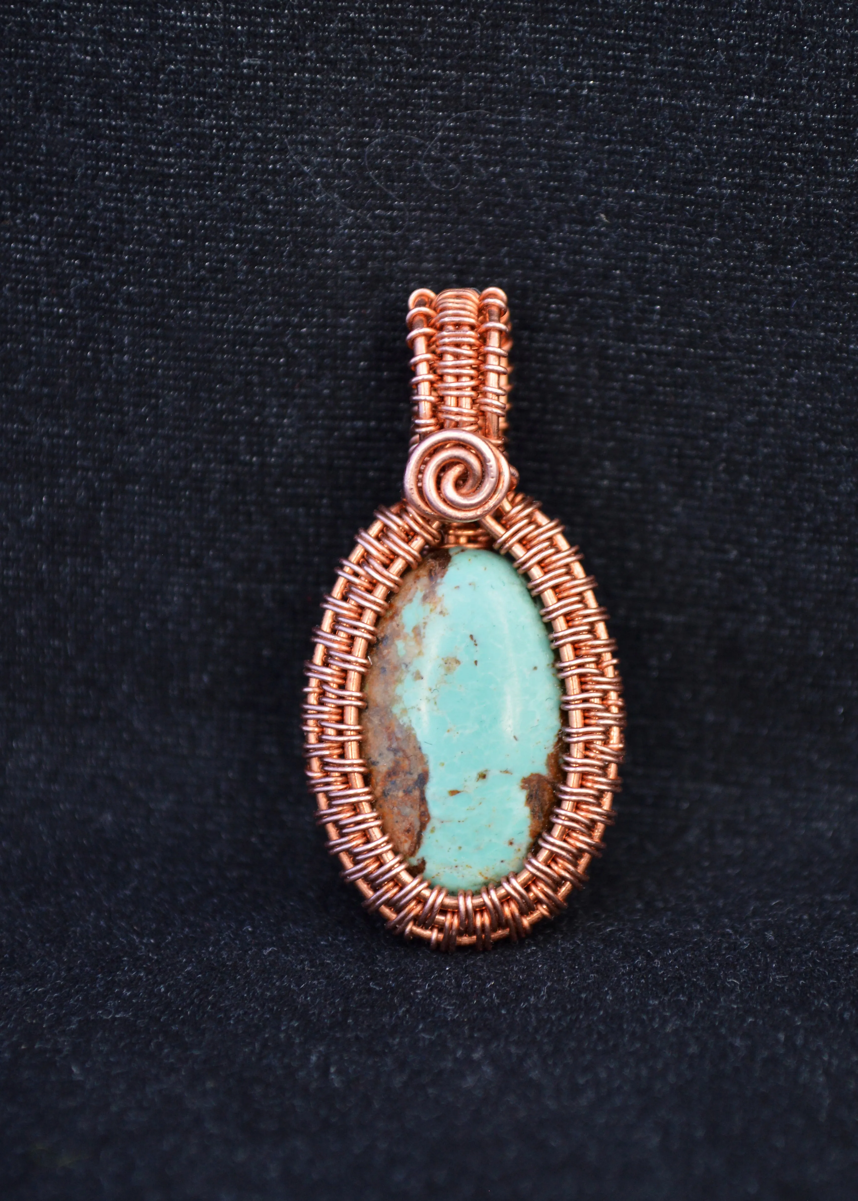 Copper Wire Wrapped Turquoise Necklace, Turquoise Pendants