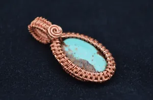 Copper Wire Wrapped Turquoise Necklace, Turquoise Pendants