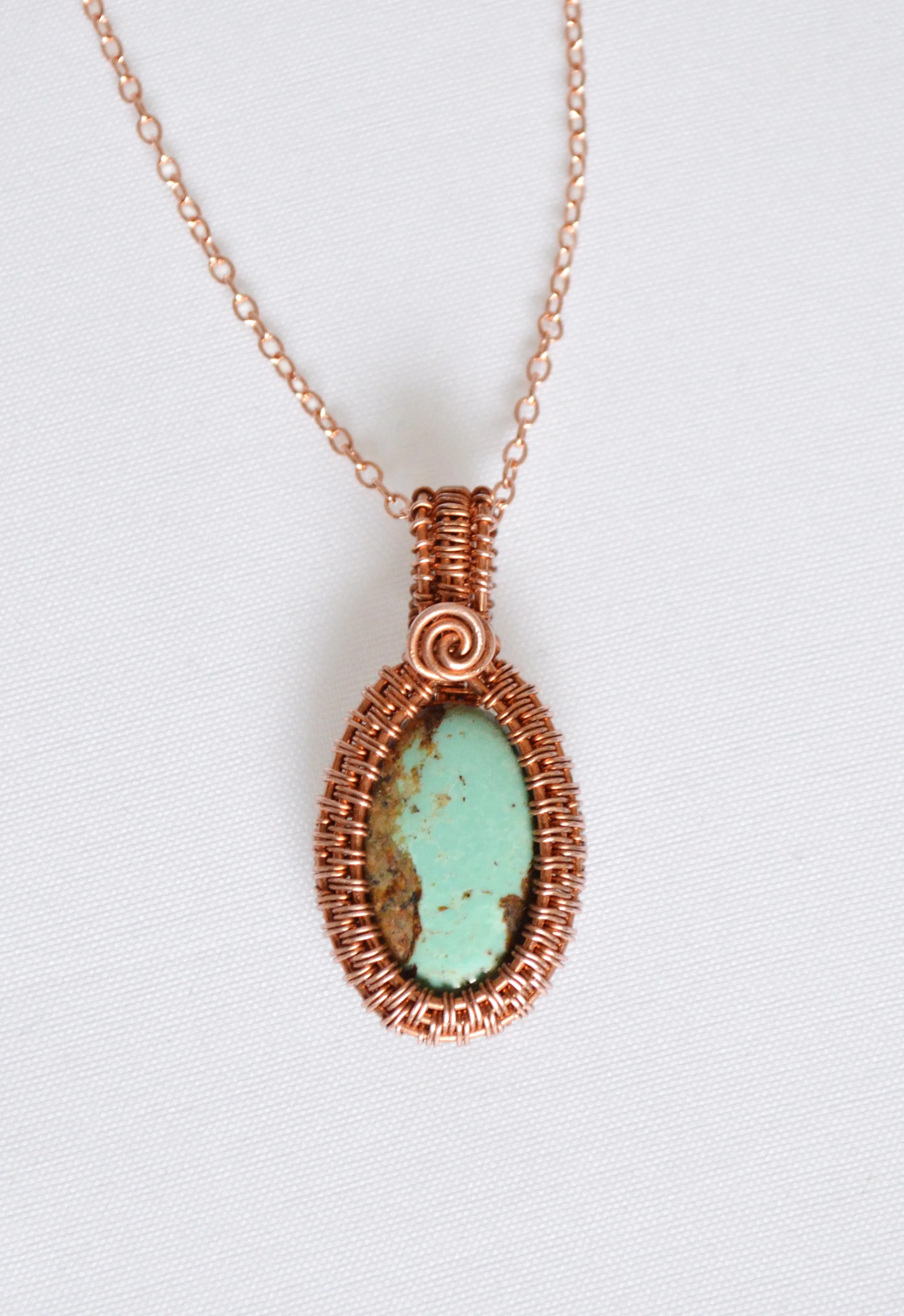 Copper Wire Wrapped Turquoise Necklace, Turquoise Pendants