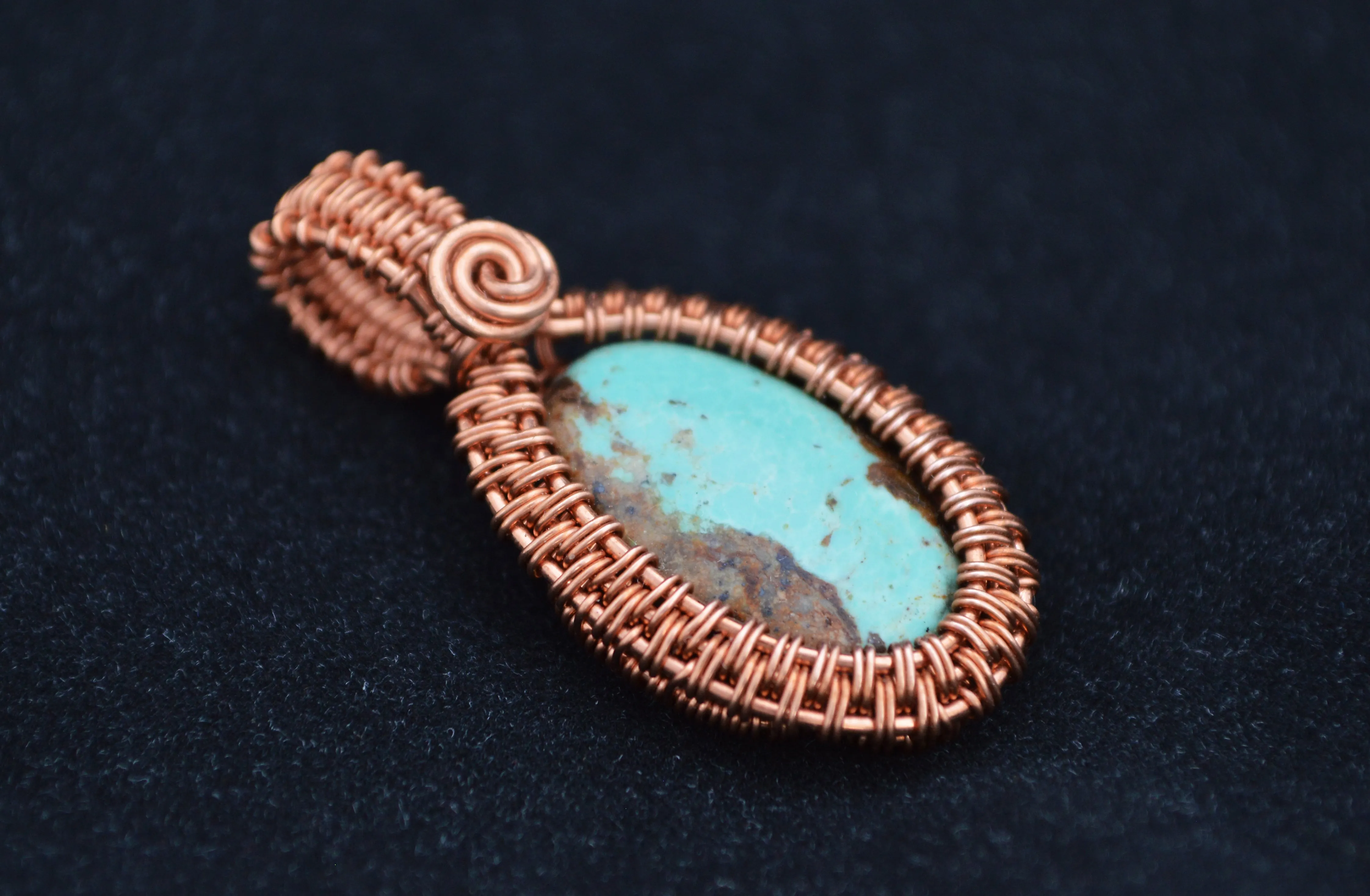 Copper Wire Wrapped Turquoise Necklace, Turquoise Pendants