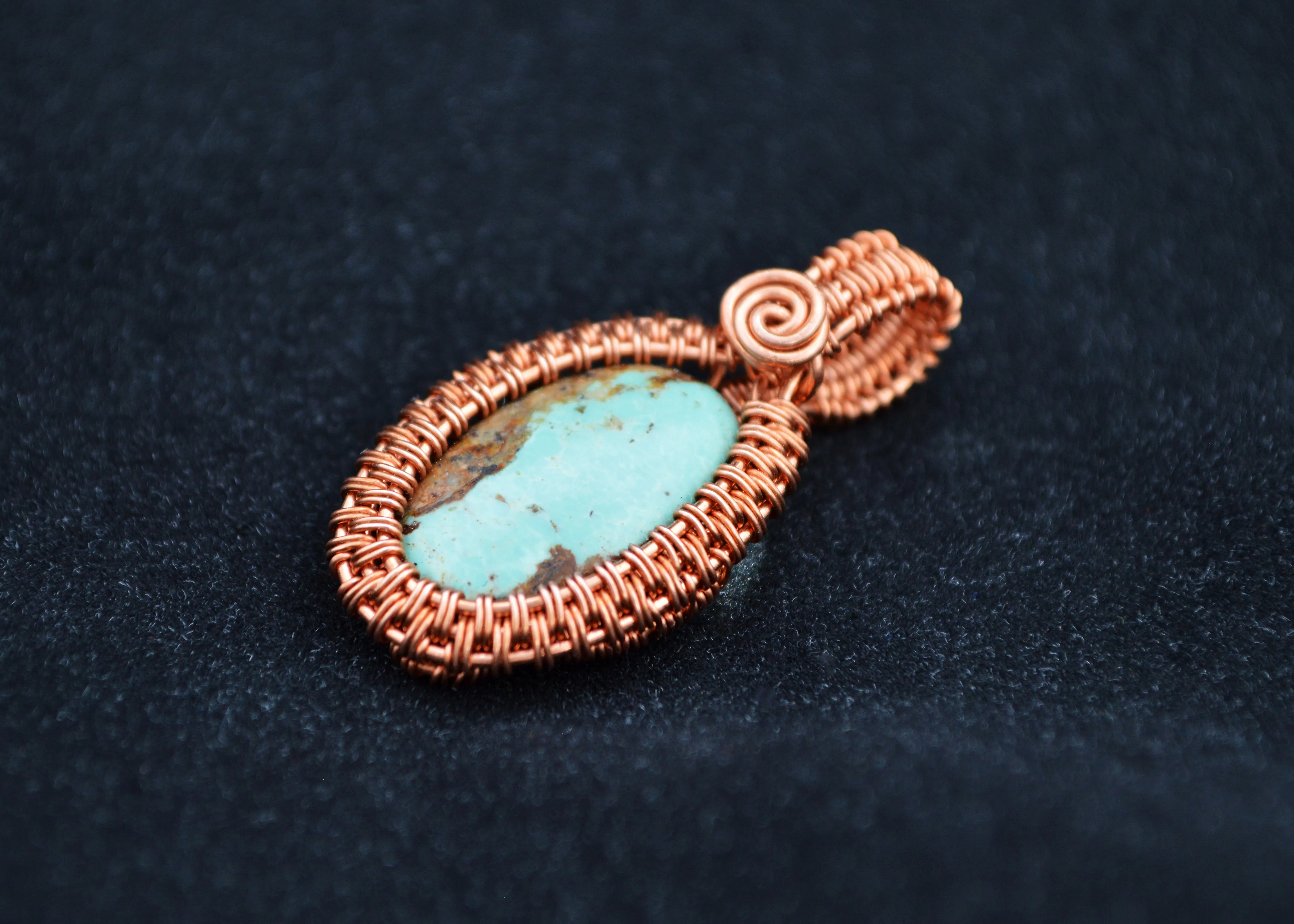 Copper Wire Wrapped Turquoise Necklace, Turquoise Pendants