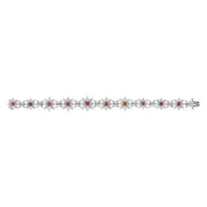 Deep Pink Diamond Floral Bracelet