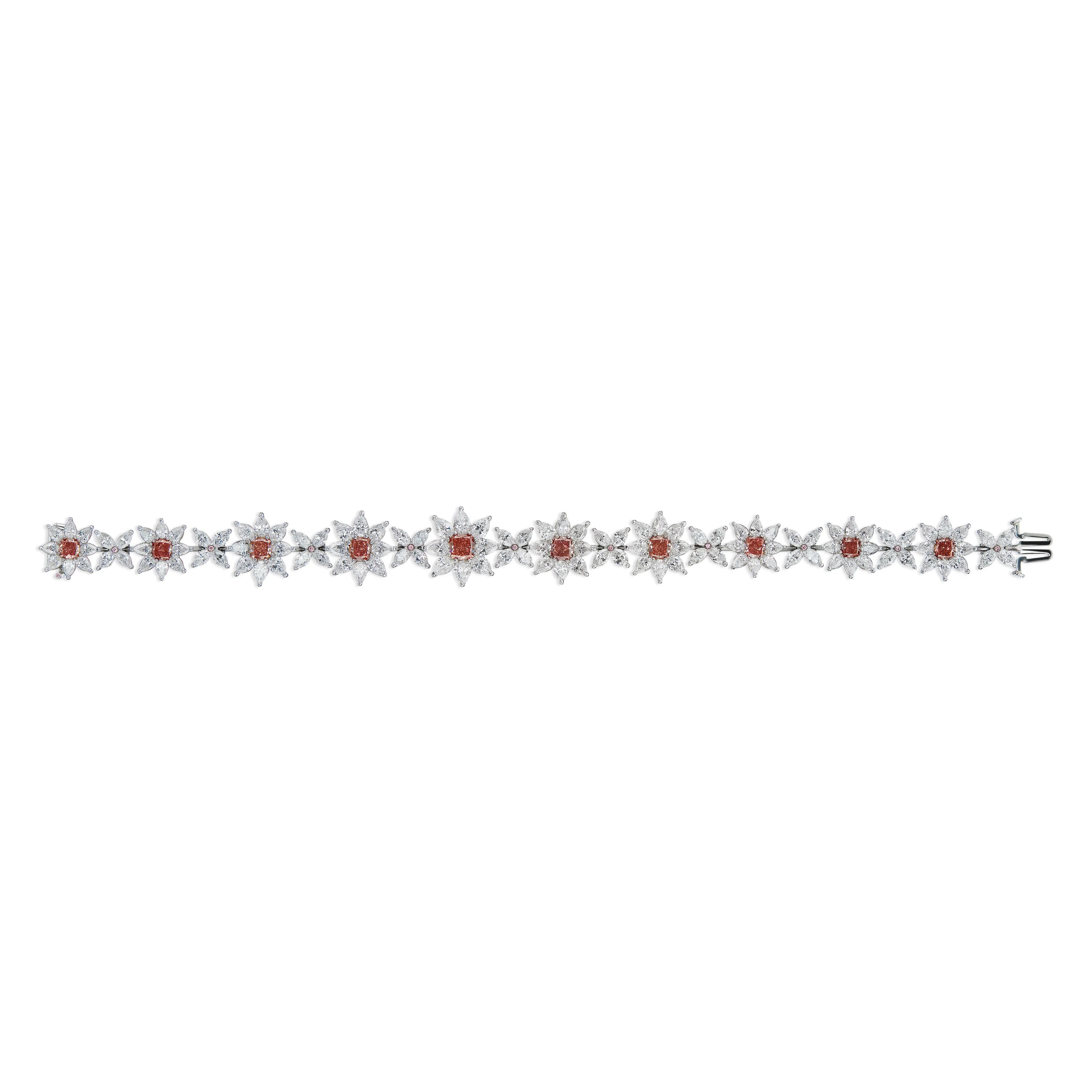 Deep Pink Diamond Floral Bracelet