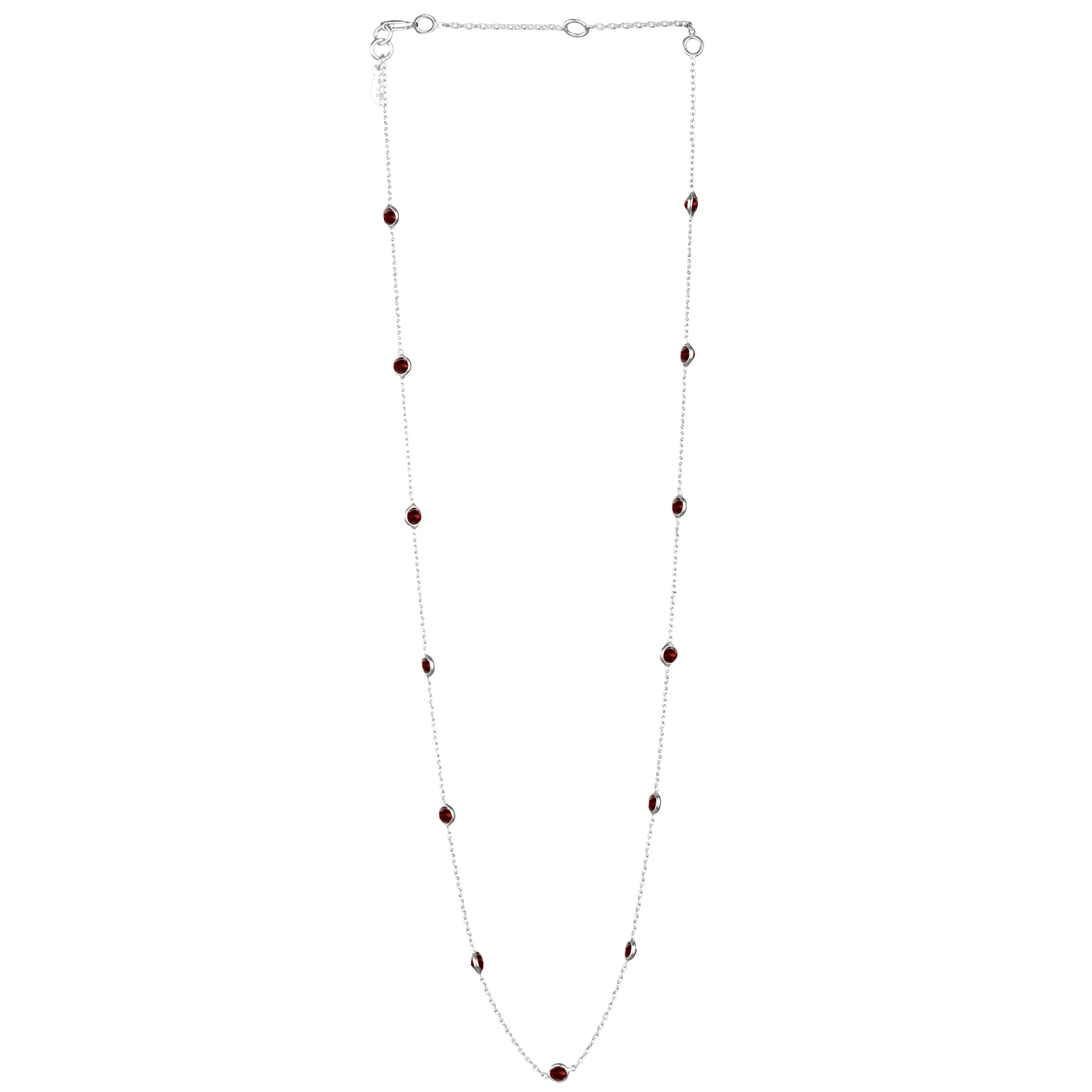 Dew Drops Dotted Garnet Necklace Silver