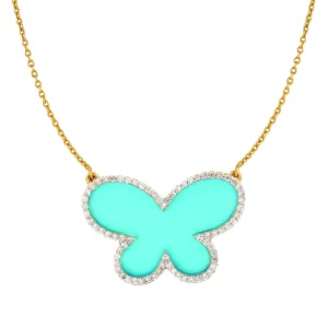 Diamond & Turquoise Butterfly Necklace