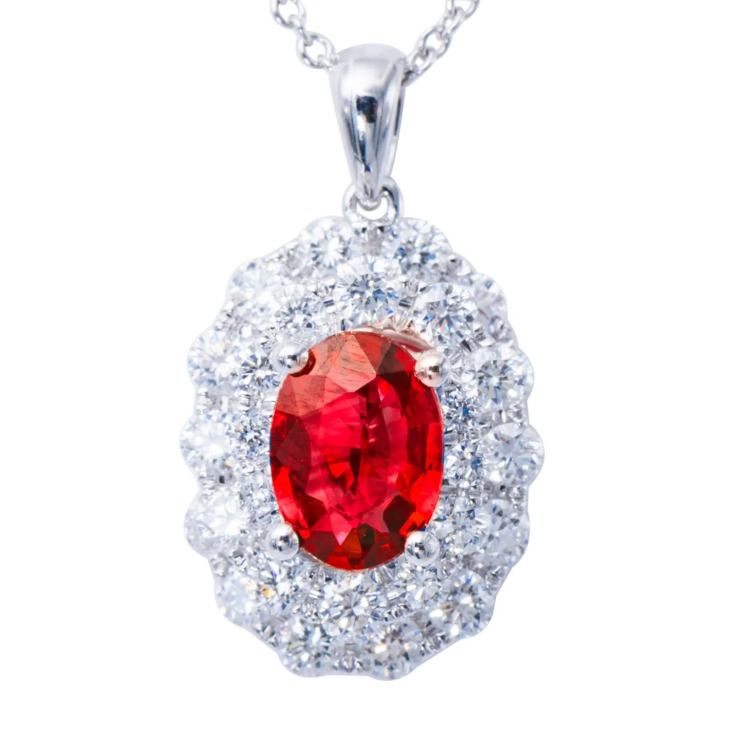Diamond and ruby pendant necklace (SKU N054)