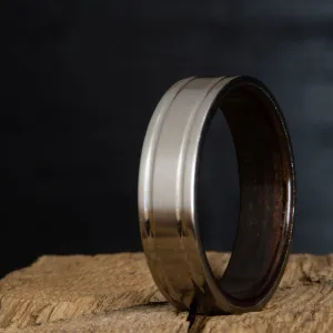Double grooved satin titanium and Ebony ring