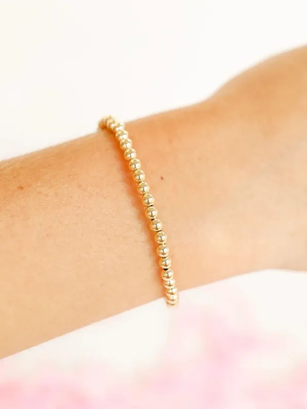 Extended 4MM Gold Beaded Bracelet