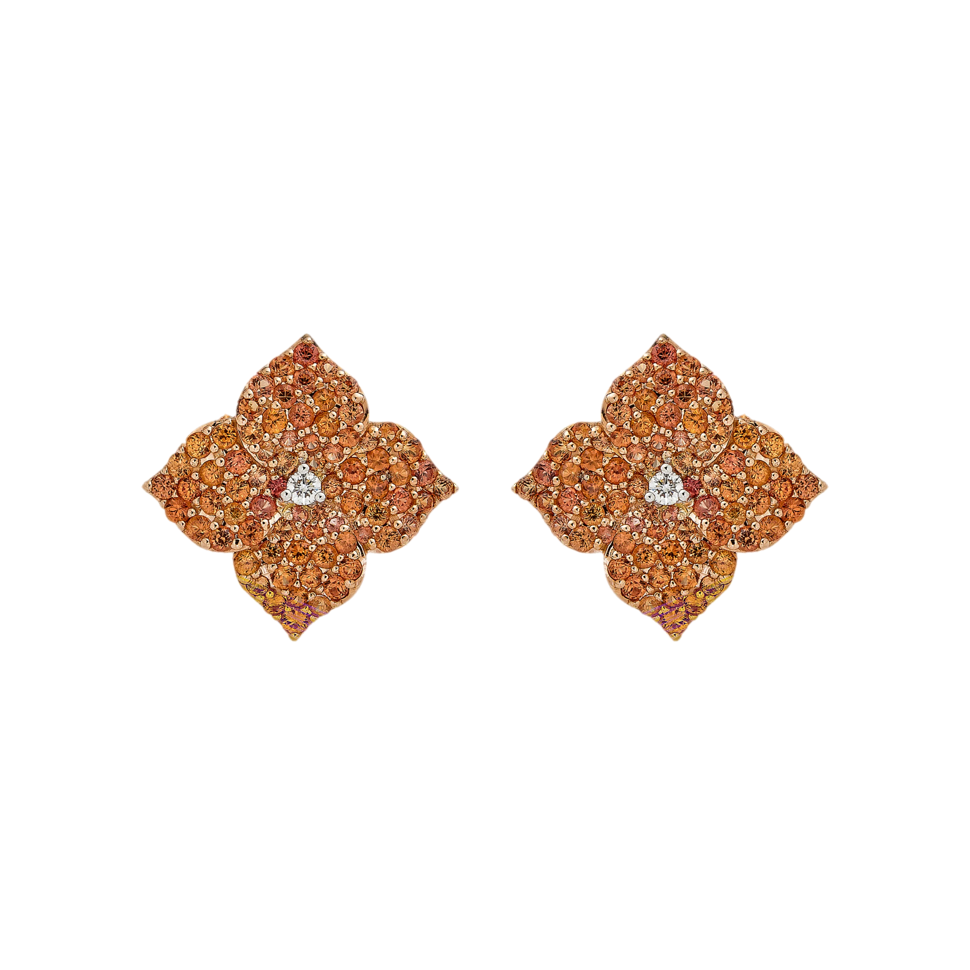 Fiore Small Orange Sapphire Flower Earrings