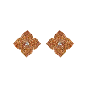 Fiore Small Orange Sapphire Flower Earrings