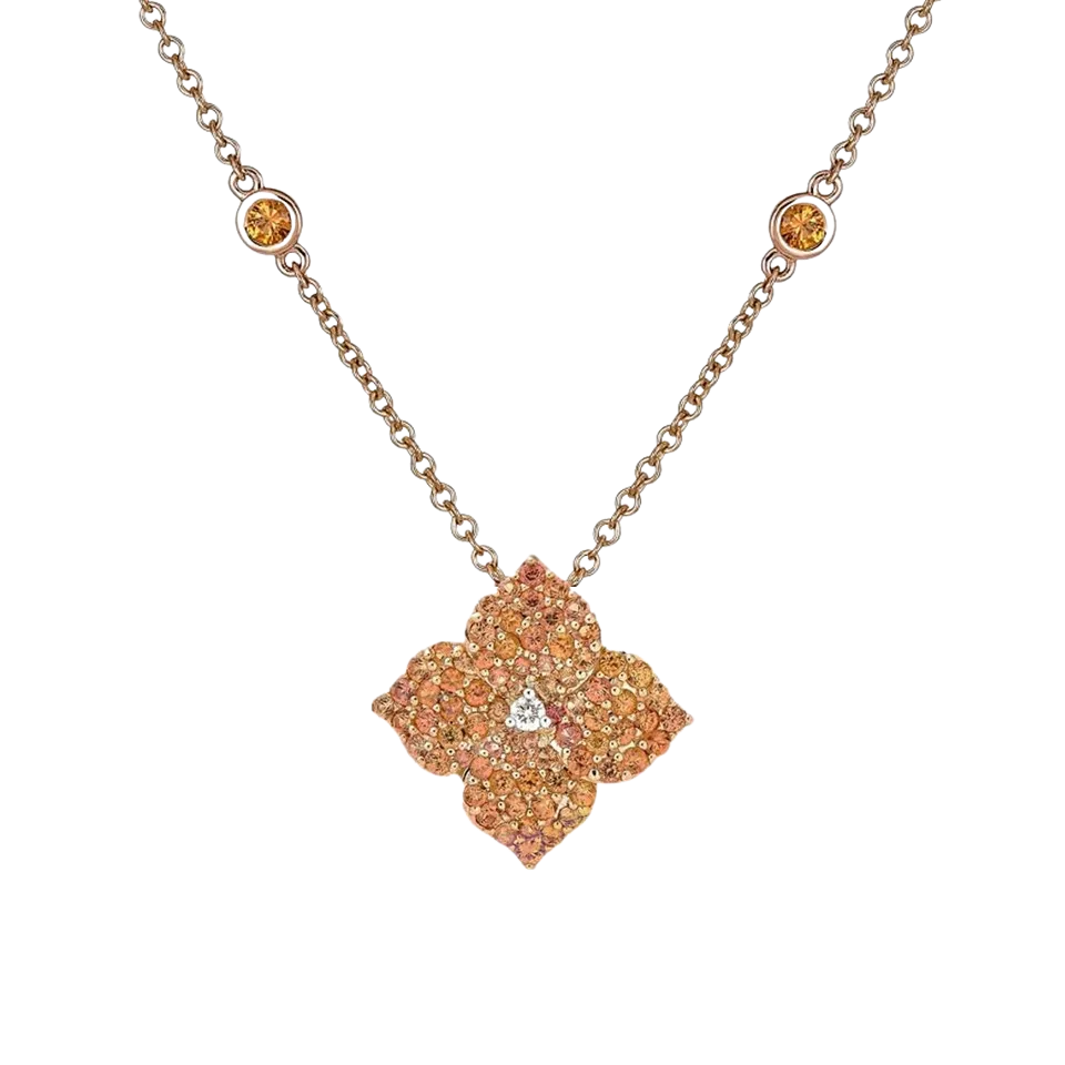 Fiore Small Orange Sapphire Flower Necklace