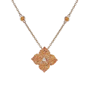 Fiore Small Orange Sapphire Flower Necklace