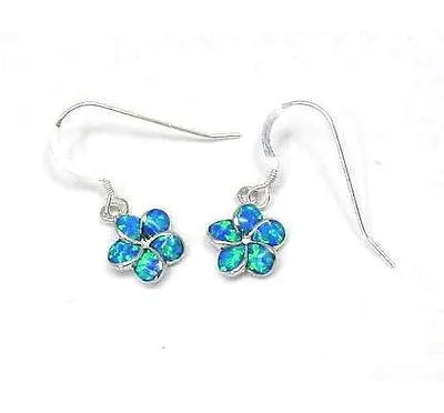 INLAY OPAL 10MM HAWAIIAN PLUMERIA FLOWER EARRINGS WIRE (PE-140)