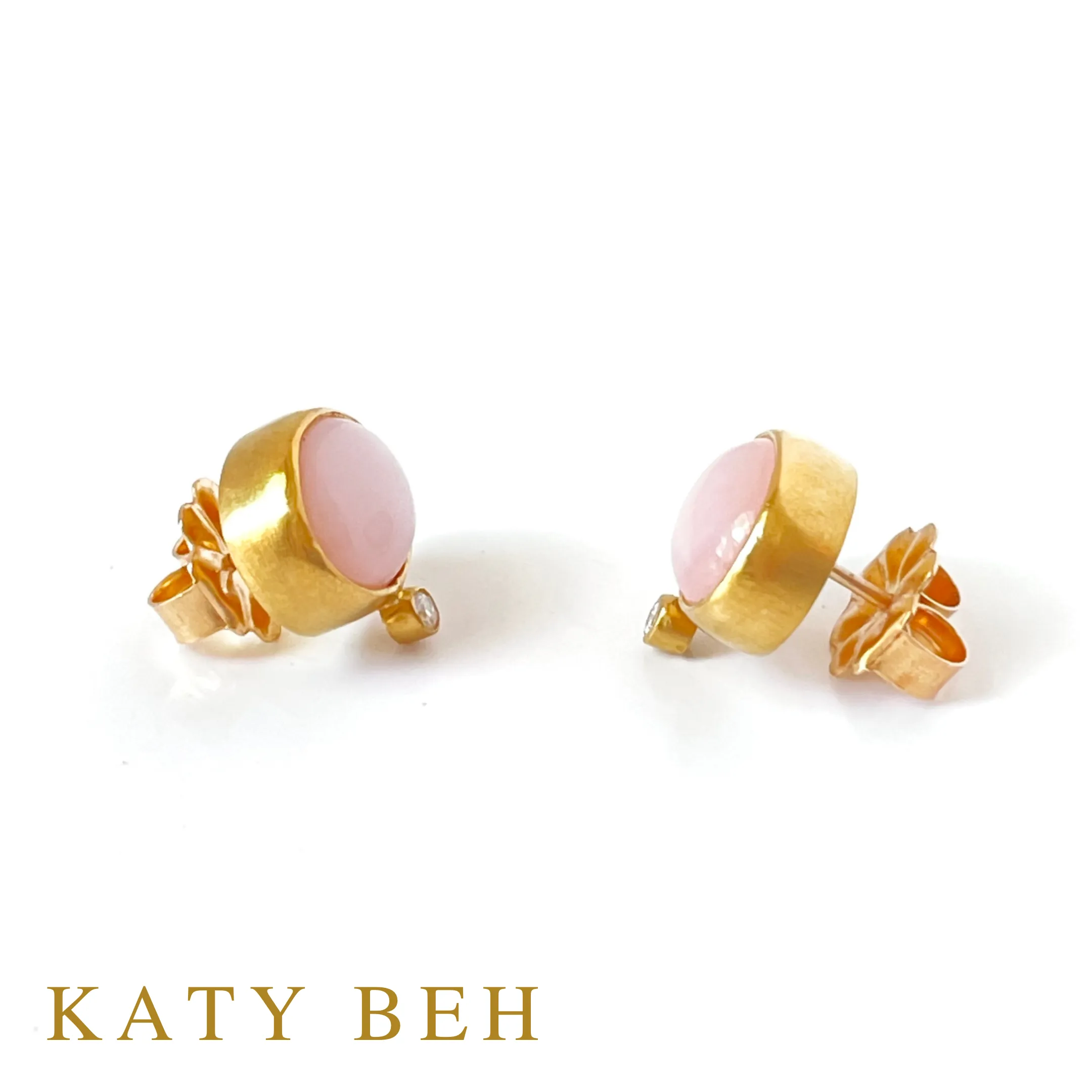 Julie Pink Opal and Diamond Stud Earrings