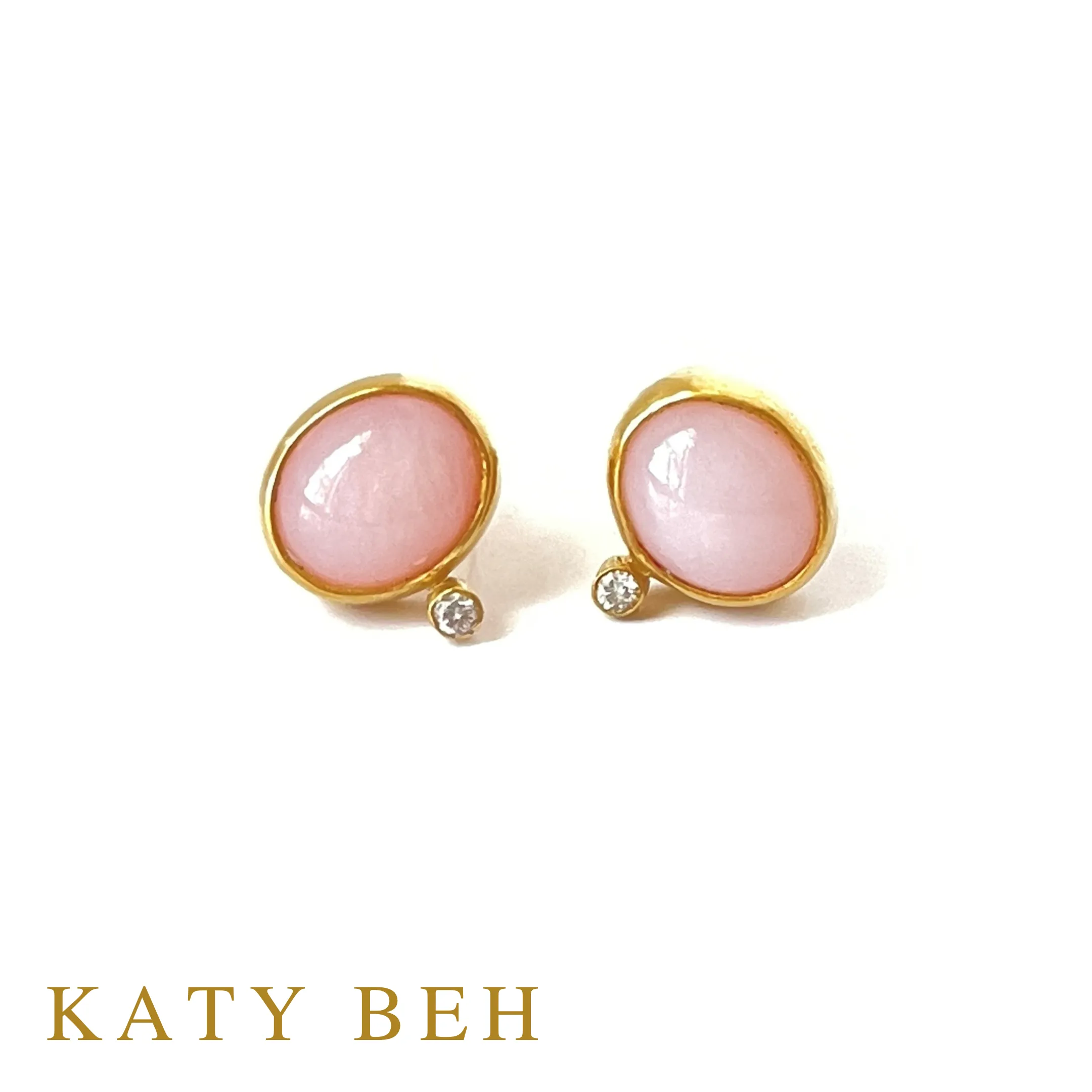 Julie Pink Opal and Diamond Stud Earrings