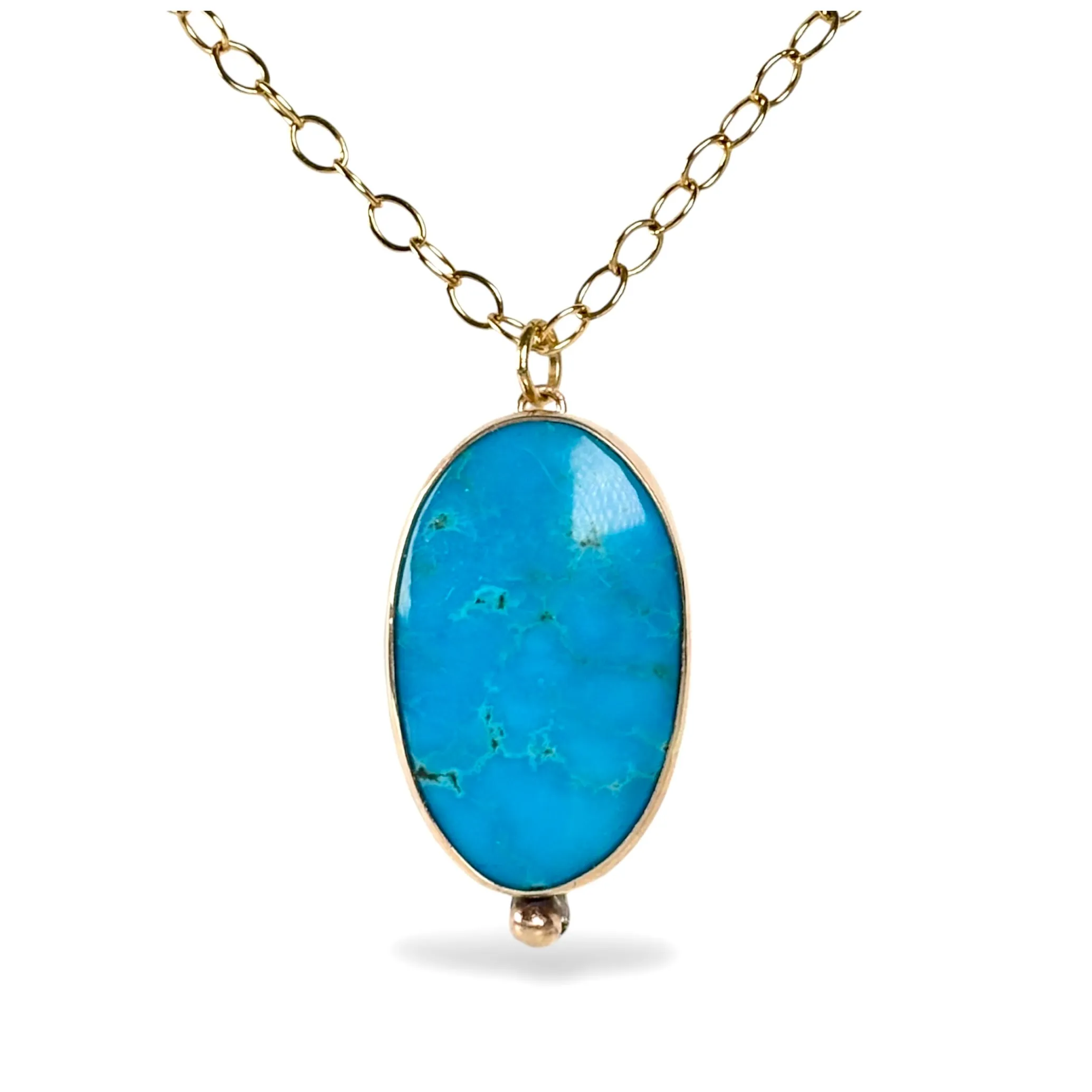 KINGMAN TURQUOISE 14K GOLD FILL PENDANT NECKLACE