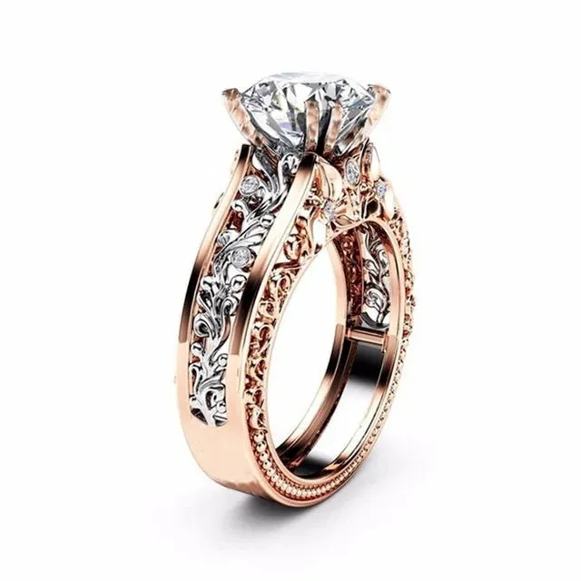 Luxury Rose Gold Zircon Stones Men or Women Wedding Band