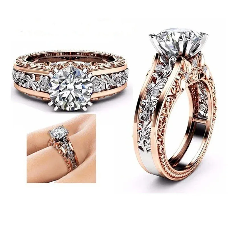 Luxury Rose Gold Zircon Stones Men or Women Wedding Band