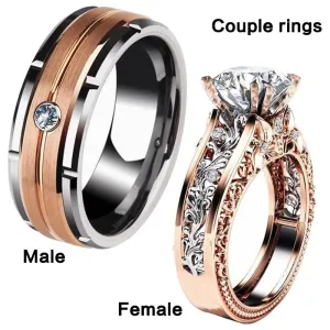Luxury Rose Gold Zircon Stones Men or Women Wedding Band