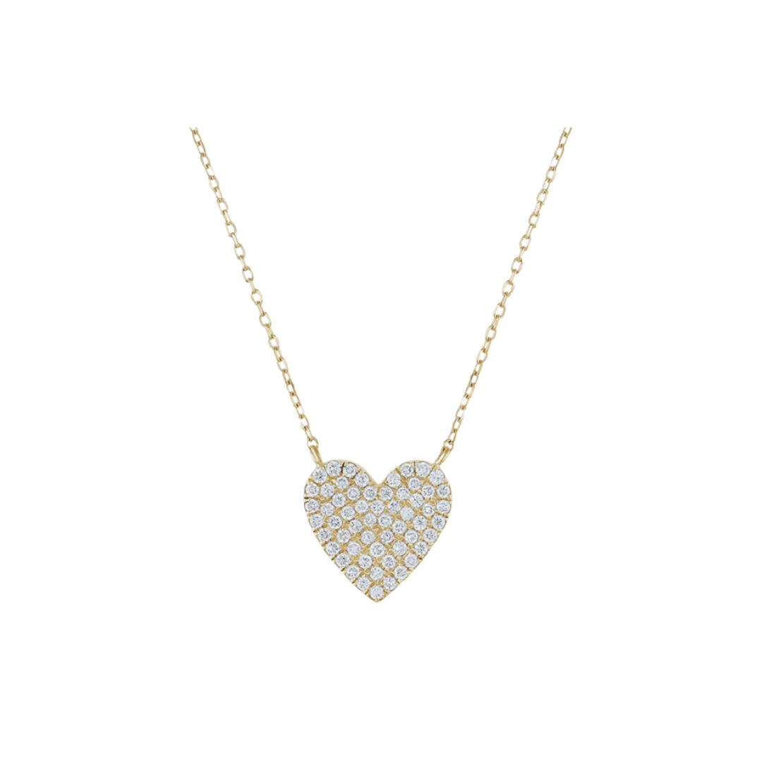 Pave Diamond Heart Necklace