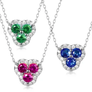 Rhodium Plated Sterling Silver 3 Stone Necklace
