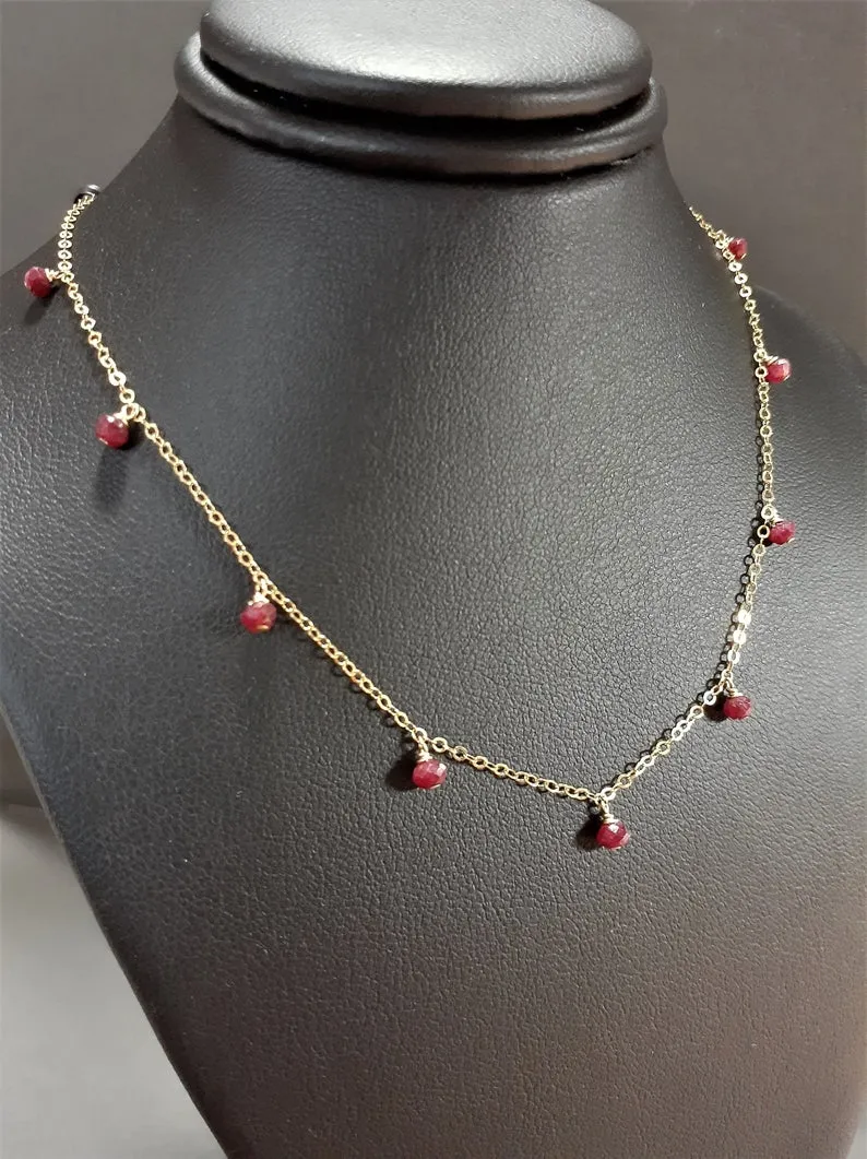 Ruby Drop Choker Necklace
