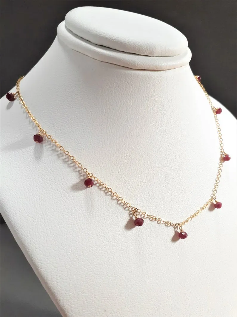 Ruby Drop Choker Necklace