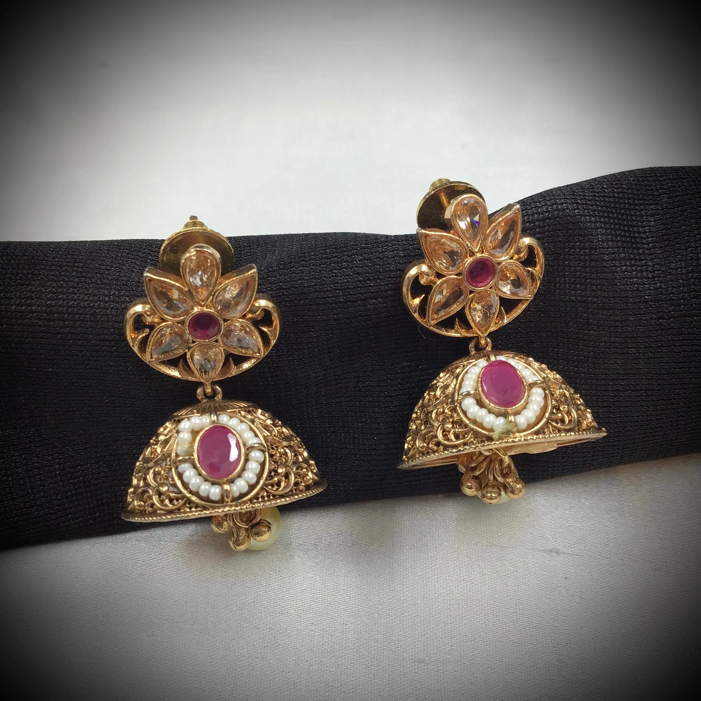 Ruby Gold Look Necklace Set 17676-4858