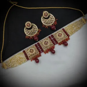 Ruby Gold Look Necklace Set 18183-5365