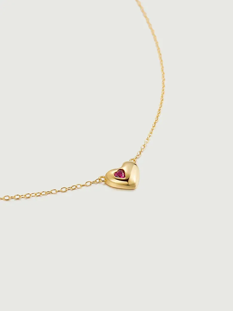 Ruby Heart Chain Necklace