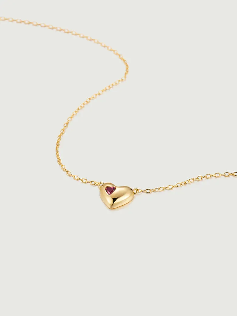 Ruby Heart Chain Necklace